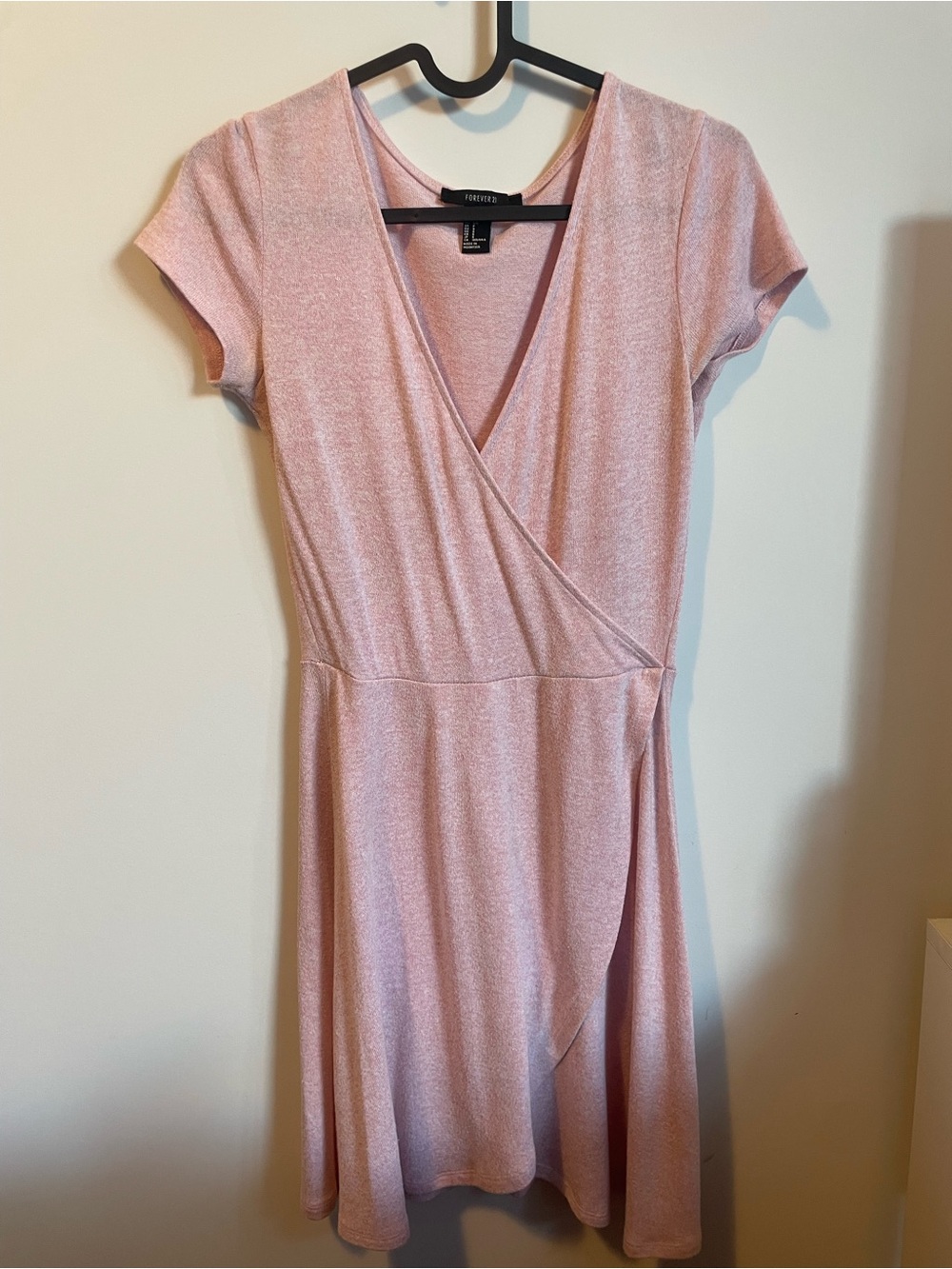 Coquette Forever 21 Blush Pink Short Sleeve Wrap-Style Mini Dress